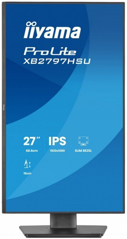 IIYAMA Monitor ProLite 27 cali XB2797HSU-B1 IPS,FHD,HDMI,DP,120Hz,2xUSBv3.2,        2xUSB-C, 350 CD, 2x2W, HAS 150^PIVOT