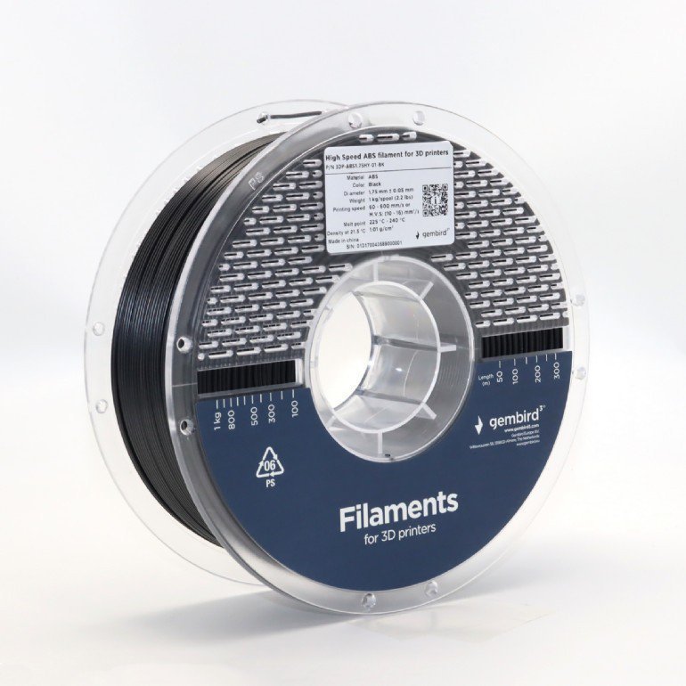 Gembird Filament ABS High Speed, 1,75 mm, 1 kg, czarny
