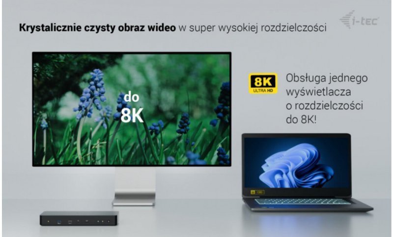 i-tec Stacja dokująca Thunderbolt 4 Intelligent Dual Display Power Delivery 90W 2x DP Video TB AUDIO LAN  USB-A 10Gbps USB-C 10