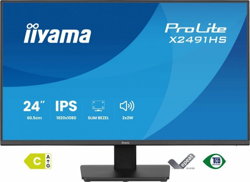 IIYAMA Monitor 23.8 cala X2491HS-B1  IPS,HDMI,DP,1ms,350cd, 1500:1,120Hz,2x2W