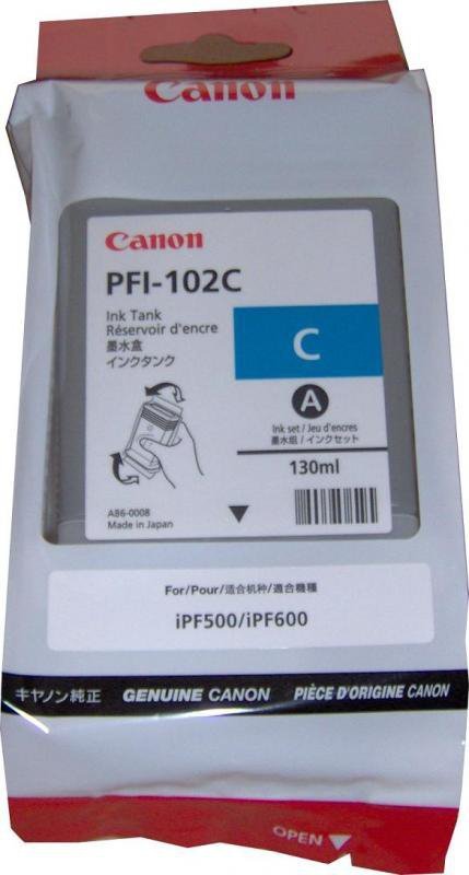 Tusz CANON PFI-102C 130 ml cyan do IPF500^510^600^605^610^650^655^710^720^750^755^760^765 LP17^24