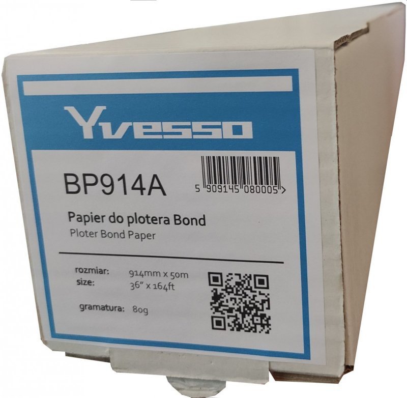 Papier w roli do plotera Yvesso Bond 914x50m 80g BP914A ( 914x50 80g )