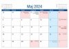Kalendarz biurkowy PLANO dla uczniów i nauczycieli kartka z kalendarium - maj 2024