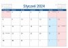 Kalendarz biurkowy PLANO dla uczniów i nauczycieli kartka z kalendarium - styczeń 2024