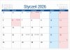 kalendarz na podstawce sztywnej, na spirali, biurkowy 2026