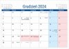 Kalendarz biurkowy z numeracją tygodni - grudzień 2024