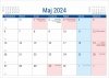 Kalendarz biurowy na sztywnej podstawce - maj 2024