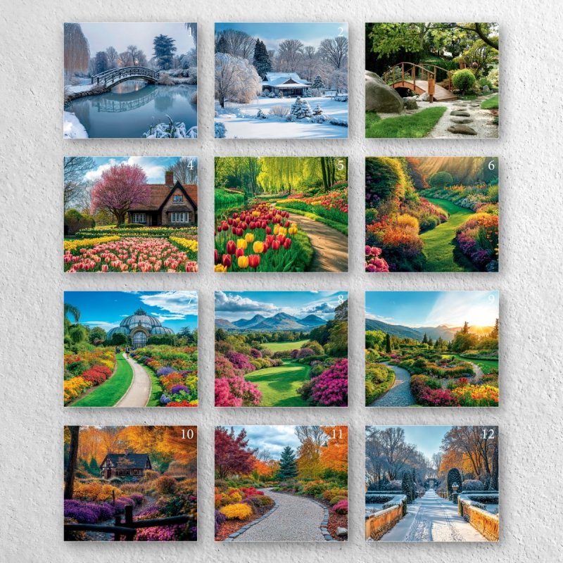 Kalendarz ścienny wieloplanszowy A4 OGRODY 2026