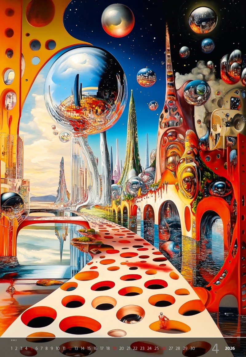 E08 Kalendarz ścienny wieloplanszowy Surreal New Worlds 2026 - exclusive edition