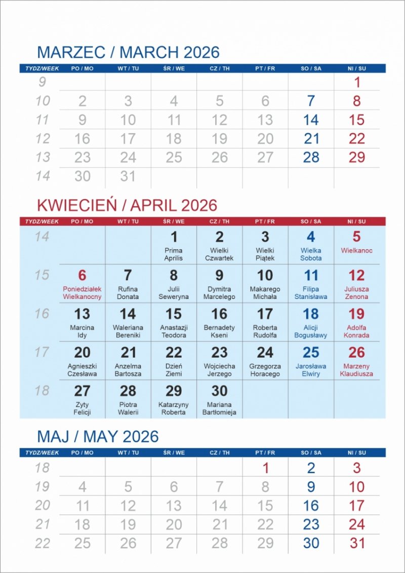 Kalendarz biurkowy z notesem i znacznikami TOP 3-miesięczny 2026 ciemnozielony