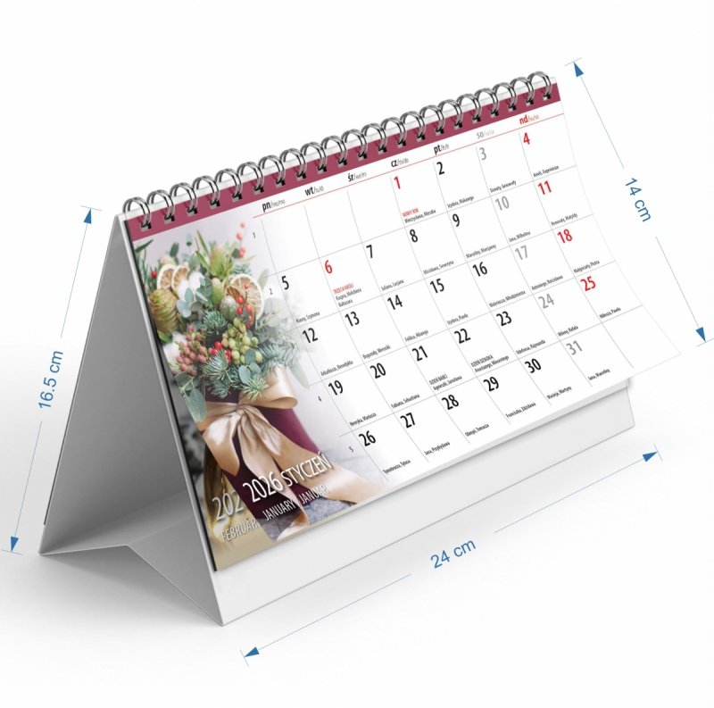 wymiary kalendarza na rok 2026