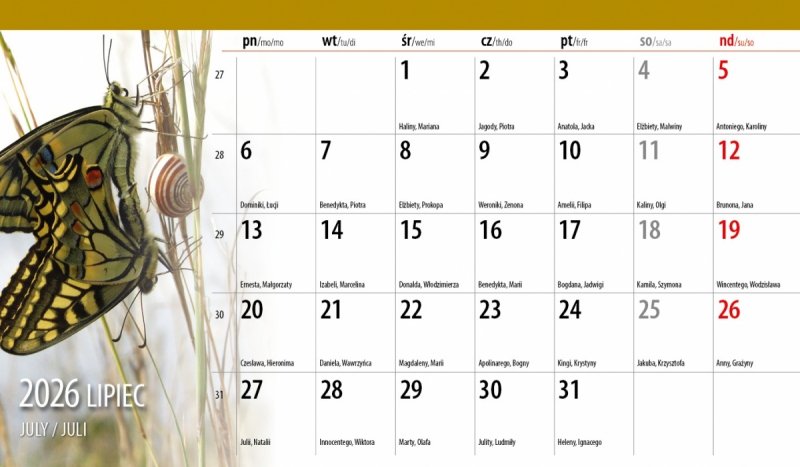 kalendarz na rok 2026 do biura
