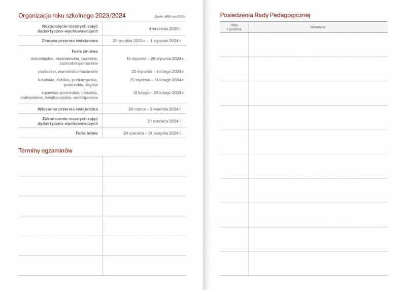 Kalendarz nauczyciela 2023/2024 A5 tygodniowy z długopisem oprawa zamykana na gumkę NEBRASKA czarna (gumki czerwone) - ROWEREK Z DEDYKACJĄ