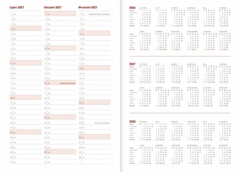 skrócone kalendarium na rok 2026, 2027, 2028