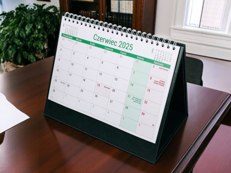 kalendarz na sztywnej podstawce na rok szkolny 2025/26