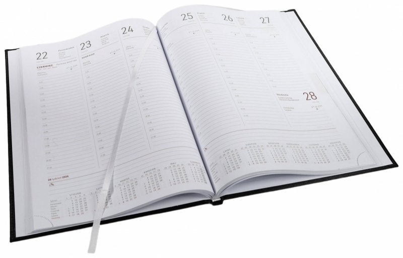 Kalendarz książkowy 2026 A4 tygodniowy papier biały drukowane registry oprawa VIVELLA EXCLUSIVE czarna