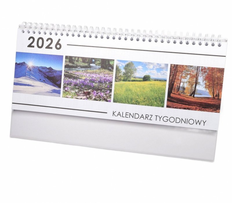 Kalendarz biurkowy stojący na podstawce TYGODNIOWY PREMIUM 2026 biały