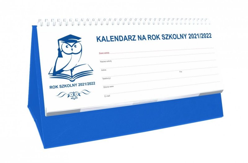  Kalendarz biurkowy tygodniowy na rok szkolny 2021/2022 PREMIUM niebieski