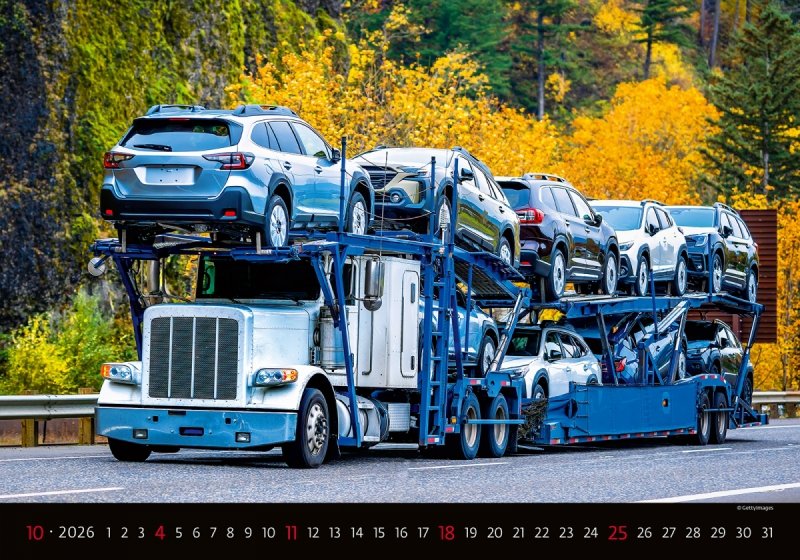 H24 Kalendarz ścienny wieloplanszowy Trucks 2026 Z NADRUKIEM
