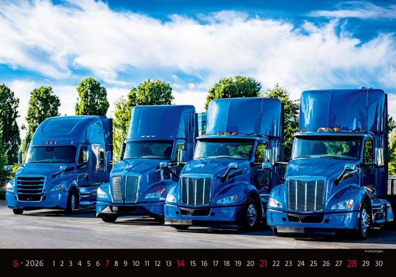 H24 Kalendarz ścienny wieloplanszowy Trucks 2026 Z NADRUKIEM