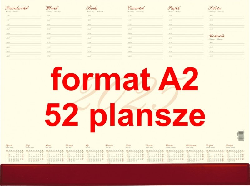 wymiary biuwarów w formacie A2 z 52 planszami na rok 2025