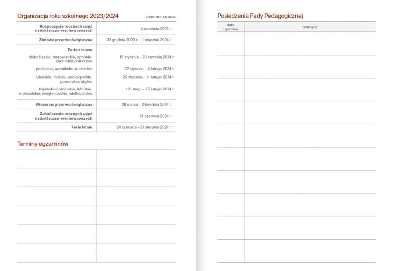 Kalendarz nauczyciela 2023/2024 B6 tygodniowy oprawa  PCV FLEX TROPICAL
