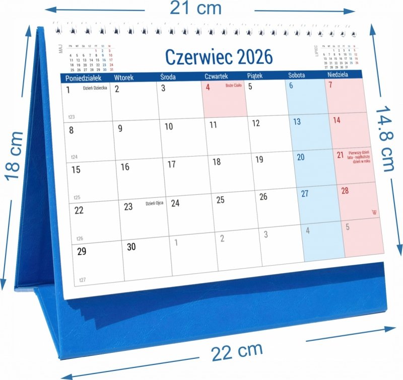 wymiary kalendarza szkolnego PLANO na rok szkolny 2026/27