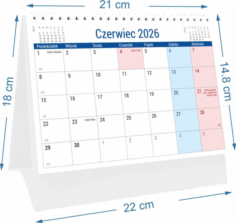 wymiary kalendarza szkolnego PLANO na rok szkolny 2026/27