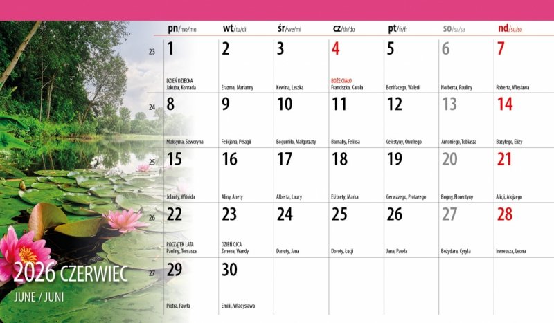 biurkowy kalendarz na rok 2026