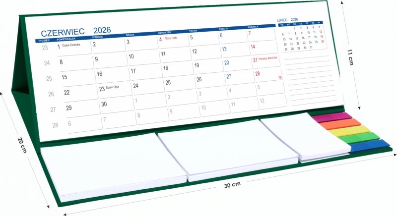 wymiary kalendarza biurkowego szkolnego dla ucznia na rok 2026/27