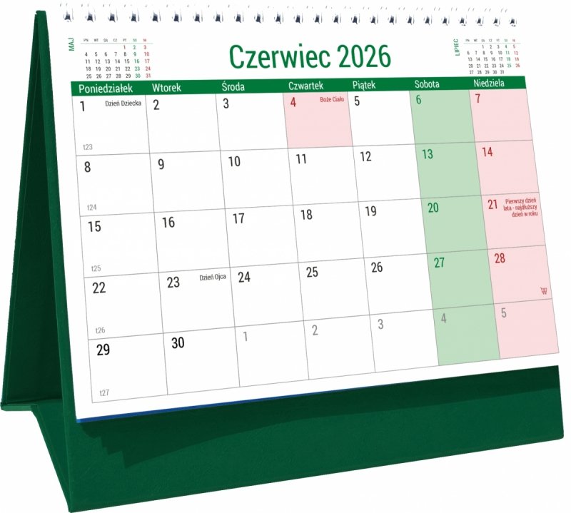 kalendarz biurkowy na rok szkolny 2026/2027 PLANO z miejscem na notatki