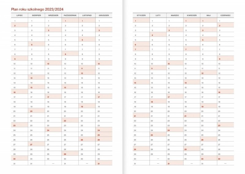 Kalendarz nauczyciela 2023/2024 A5 tygodniowy oprawa VIVELLA fioletowa - ŻYRAFA