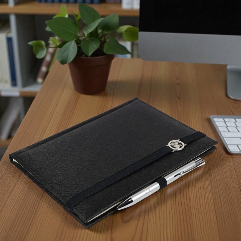 Kalendarz książkowy 2026 B5 dzienny papier chamois wycinane registry oprawa z zamykaniem na gumkę i mocowaniem na długopis ROSSA VIU czarna