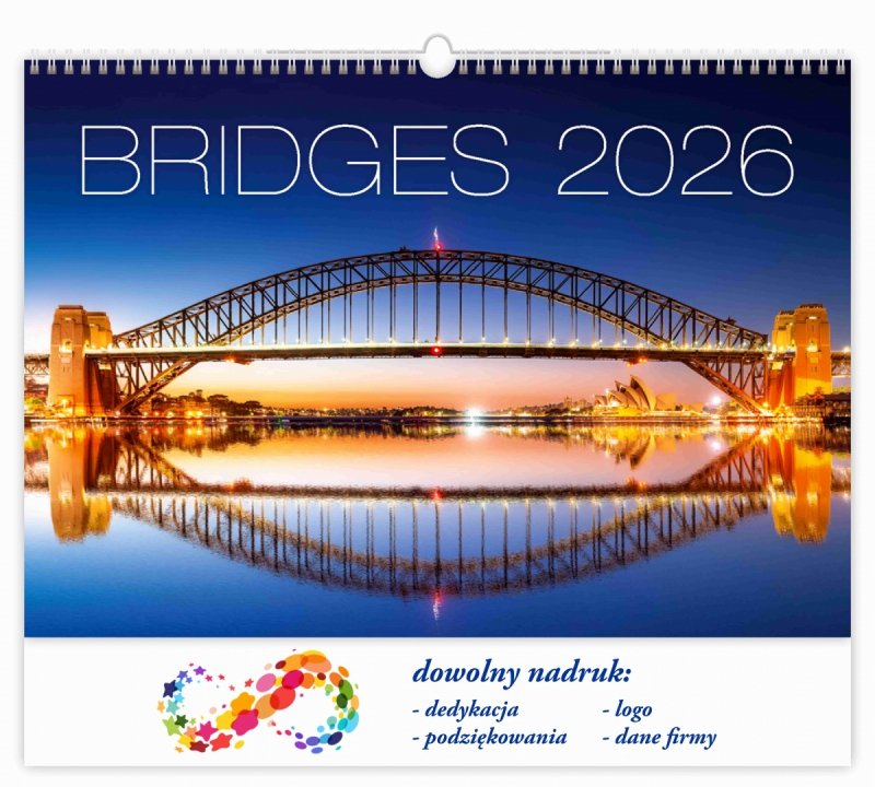 kalendarz ścienny wieloplanszowy Bridges na rok 2026 z logo