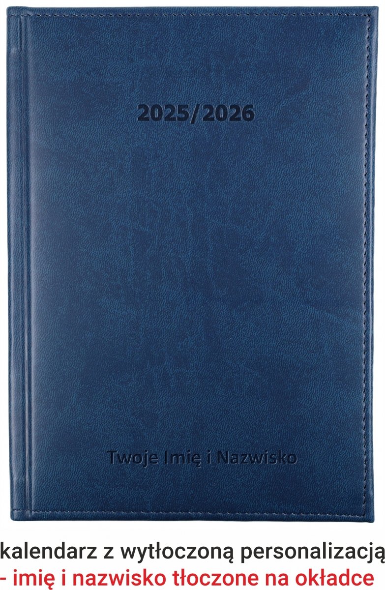 kalendarz dla nauczyciela z tłoczeniem imienia i nazwiska na okładce