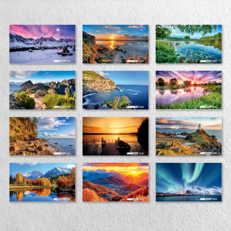 Kalendarz ścienny wieloplanszowy 33x33 cm BARWY NATURY 2026