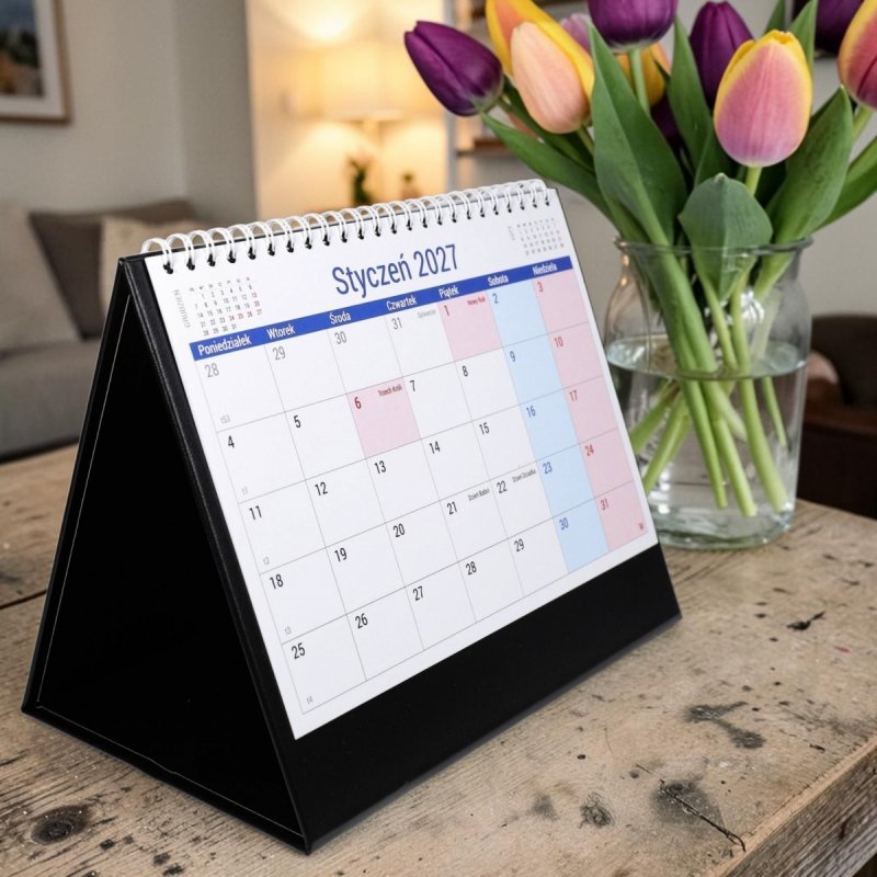 kalendarz do postawienia na biurku, dla ucznia, na rok szkolny 2026/2027