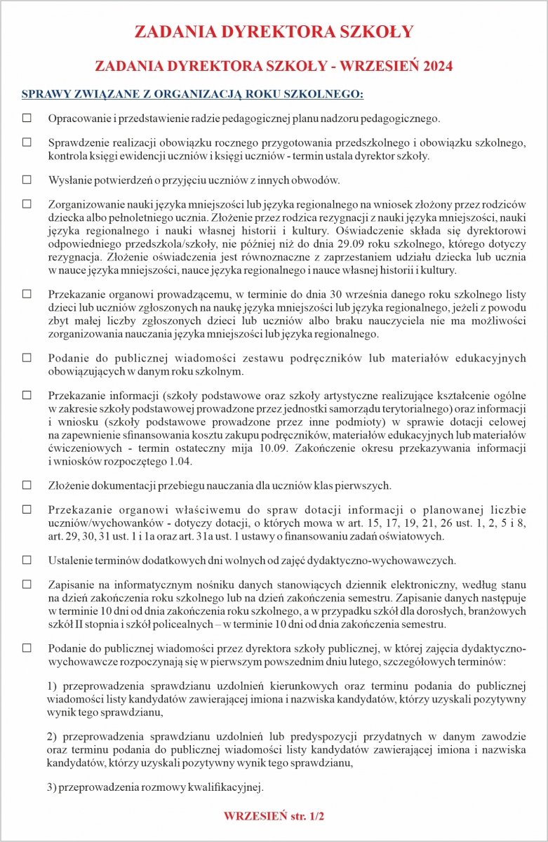 zadania dyrektora szkoły