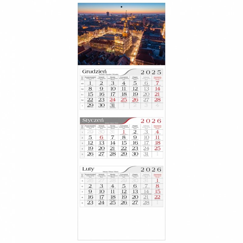 główka do kalendarza 3-dzielnego na ścianę