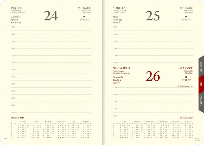 Wkład z kalendarzem na rok 2023 do organizera ze skóry naturalnej Kenia 