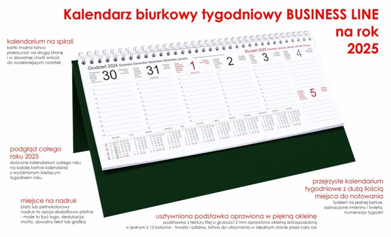 opis kalendarza tygodniowego BUSINESS LINE na rok 2025