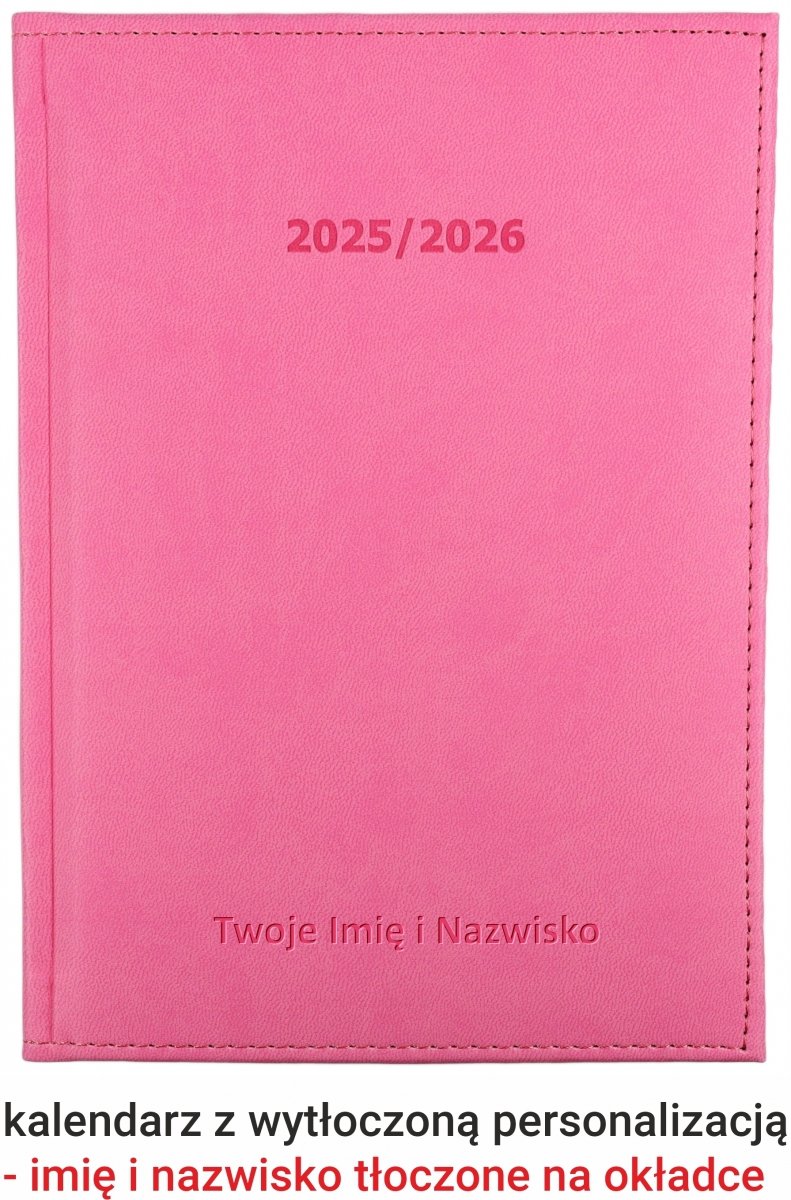 kalendarz dla nauczyciela z tłoczeniem imienia i nazwiska na okładce