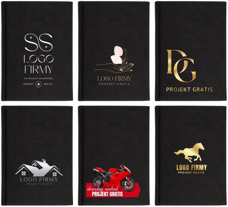 różne wzory okładek kalendarza z logo