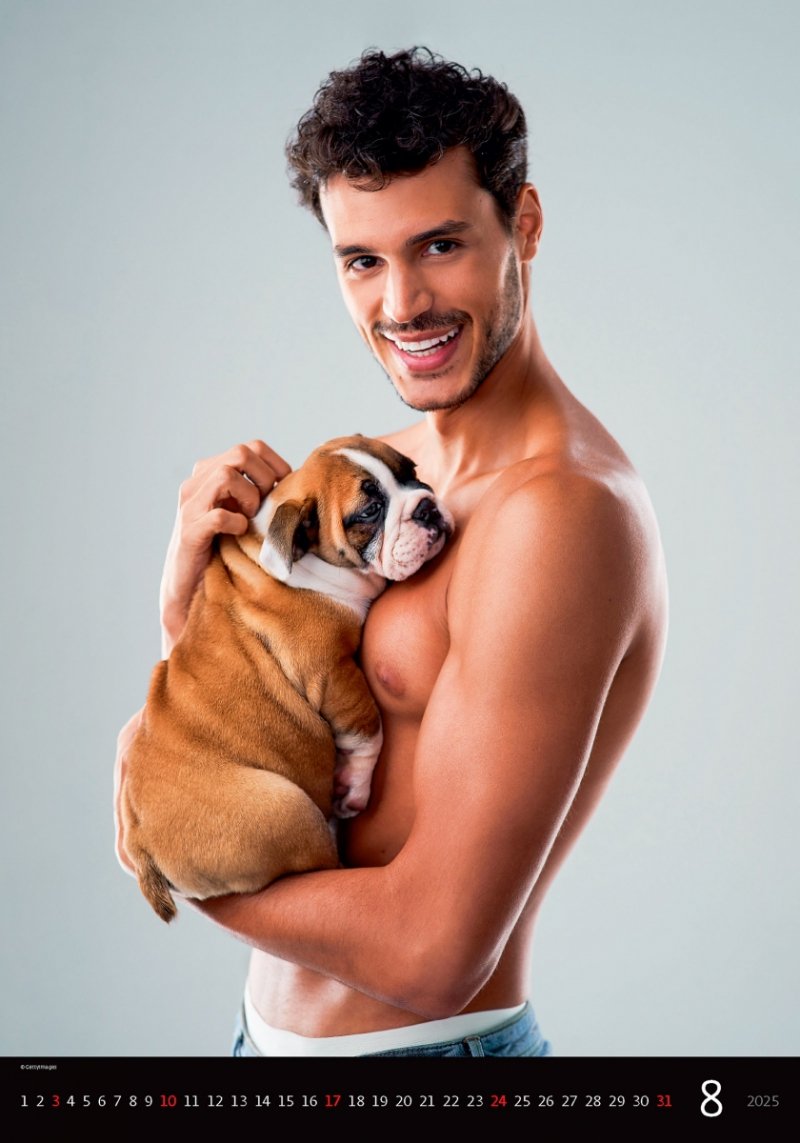 Kalendarz ścienny wieloplanszowy Sexy Boys 2025 - sierpień 2025