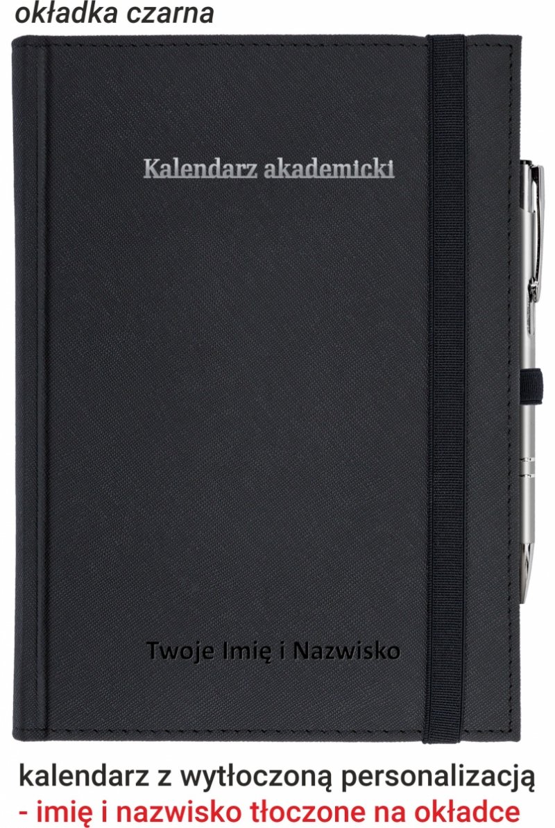 kalendarz z tłoczoną personalizacją na okładce - czarny