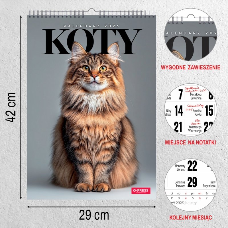 wymiary oraz szczegóły kalendarza ściennego