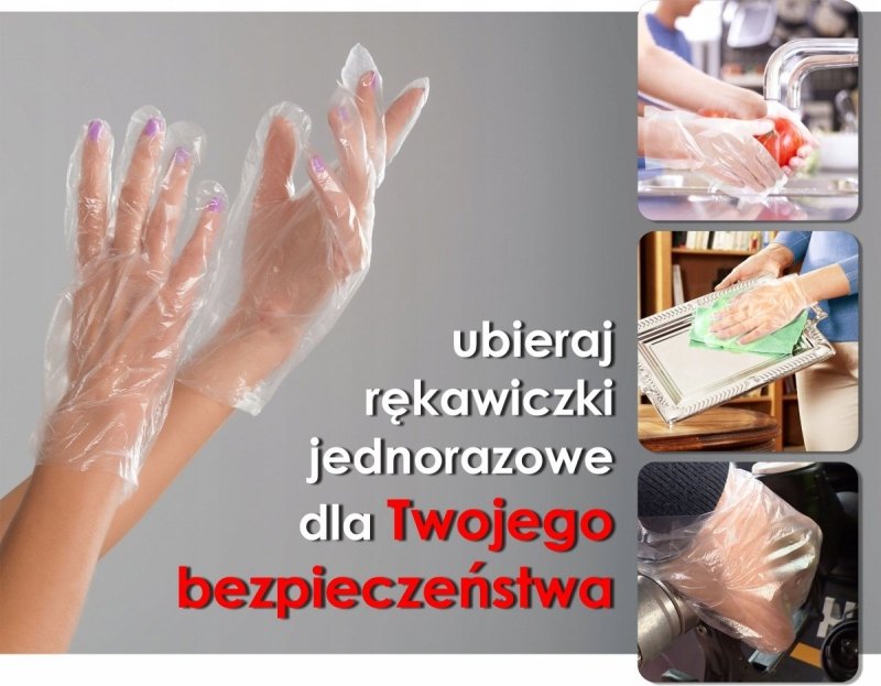 Rękawiczki jednorazowe foliowe PE 100 szt. L