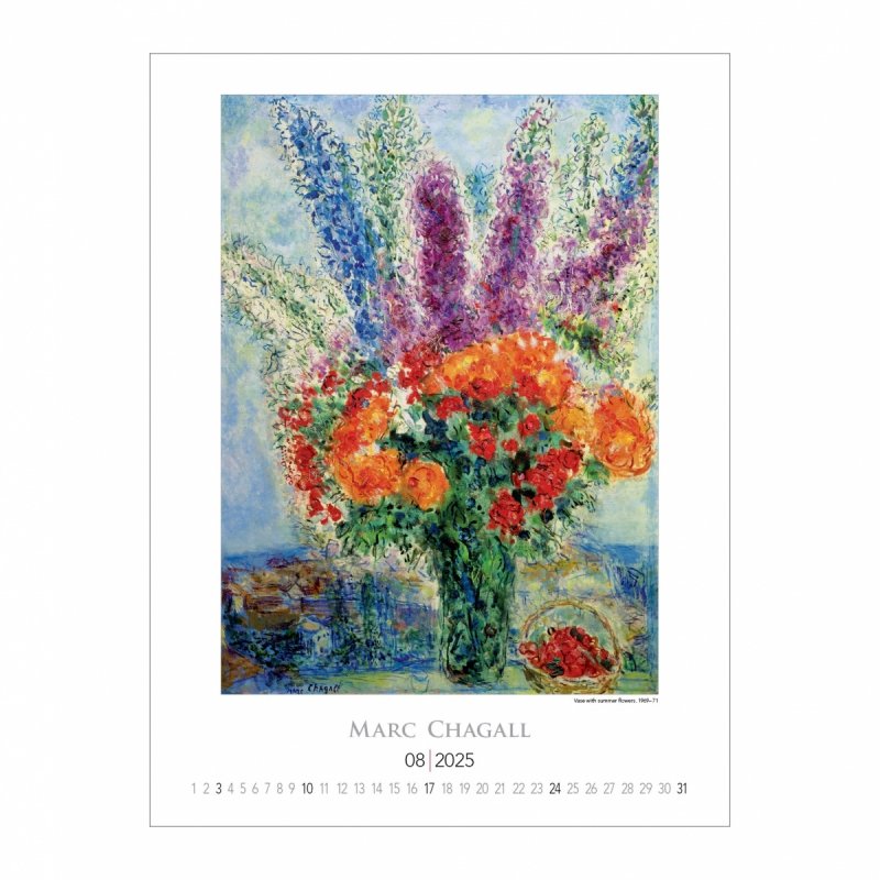 Kalendarz ścienny wieloplanszowy  Marc Chagall 2025 - sierpień 2025