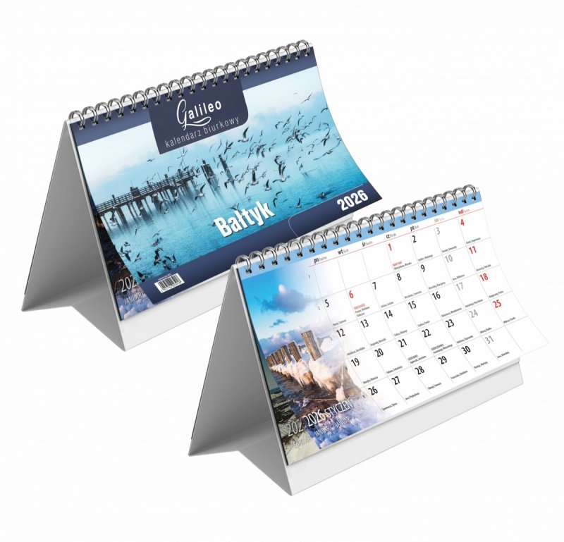 kalendarz na biurko na podstawce kartonowej