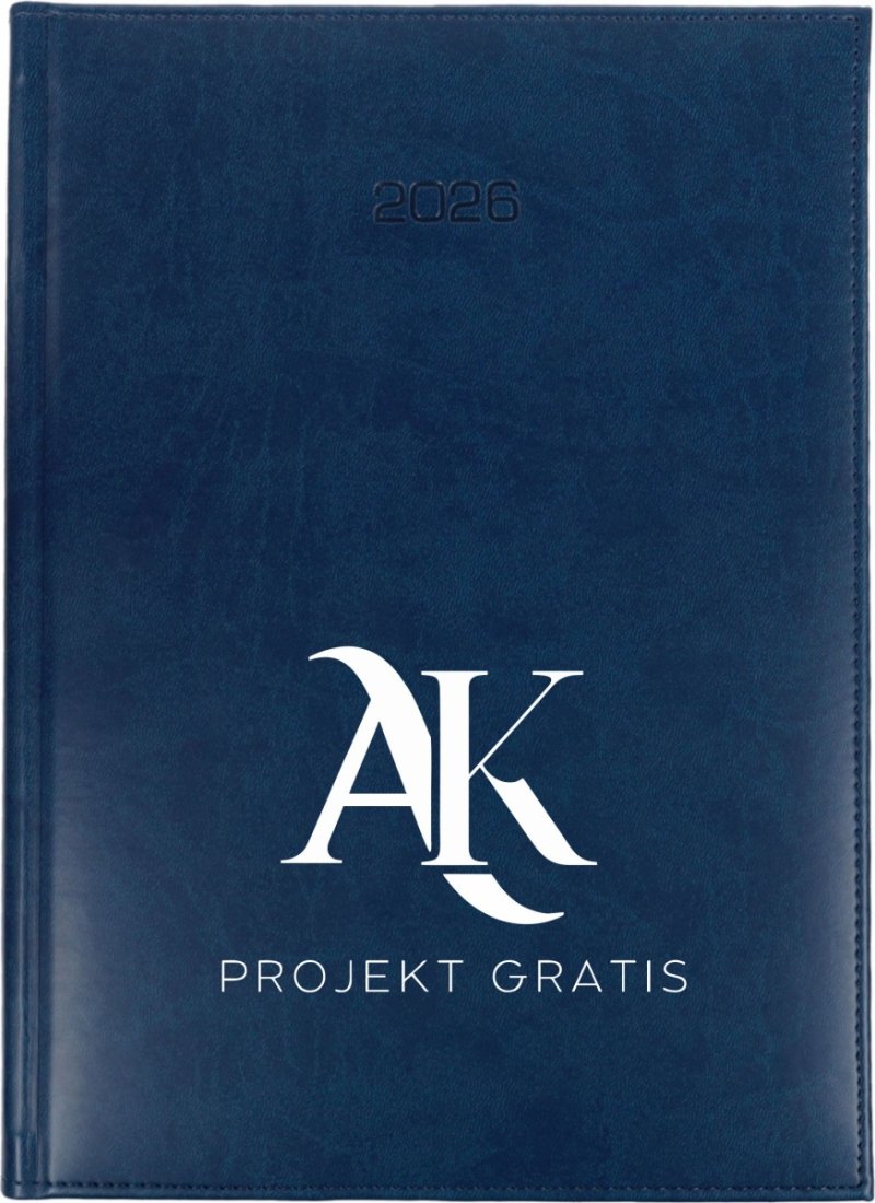 kalendarz książkowy A5 tygodniowy z notesem na rok 2026 z nadrukiem logo